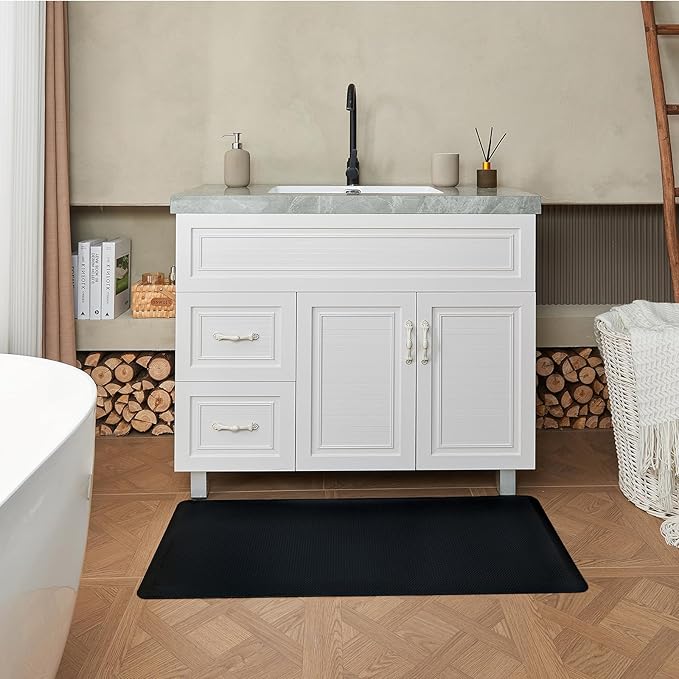 Anti Fatigue Kitchen Rugs Kitchen Mats for Floor,Cushioned Non-Slip Waterproof Ergonomic Comfort Runner Rug Standing Mat for Kitchen,Doing Dishes,Floor,Home,Office,Laundry,Black,17.3"x39"