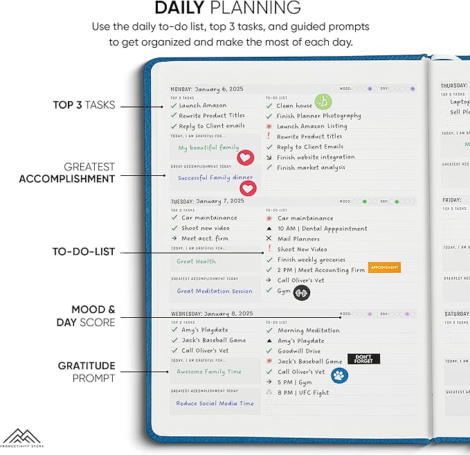 Undated, 2025 Planner, 8.5" x 11" - The #1 Productivity Planner to Achieve Your 2025 Goals - Planner 2025-2026 by PRODUCTIVITY STORE (A4, NAVY BLUE)