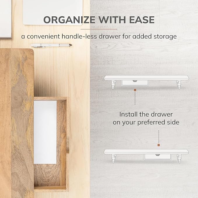 Anji Mountain Monitor Stand - Desktop Organizer & Laptop Riser, Ergonomic Monitor Riser, Space-Saving Monitor Stand for Desk, Durable Construction, Easy Assembly, Ideal for Home & Office,Mango