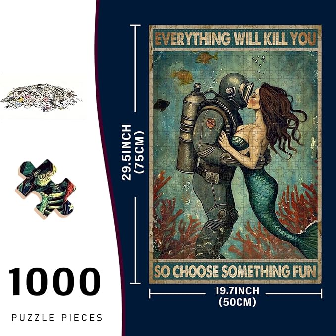 1000 Piece Wooden Jigsaw PuzzleEverything Will Kill You So Choose Something Fun Adults & Kids Difficult Brain Teaser for Family Fun & Quiet Entertainment 29.5x19.7 Inch