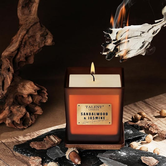 Scented Soy Candles, Deluxe Noble Aromatherapy Candles, Sandalwood & Jasmine, Candles for Home Scented, 7.05oz