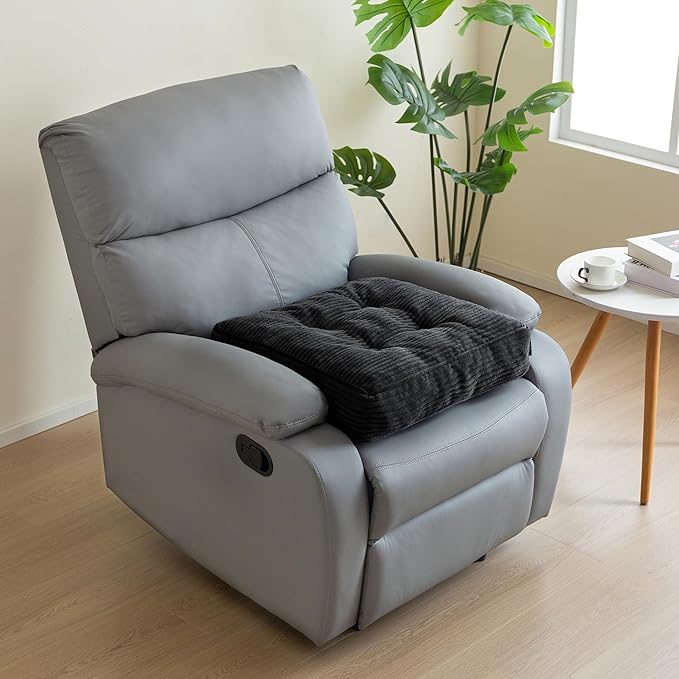 HIGOGOGO Tufted Corduroy Recliner Seat Cushion for Elderly, High Density Foam Large Square Seat Cushion for Recliner Chair, Floor Pillow, Office Chair, Car, No Pressure on Thighs, 20x20x4