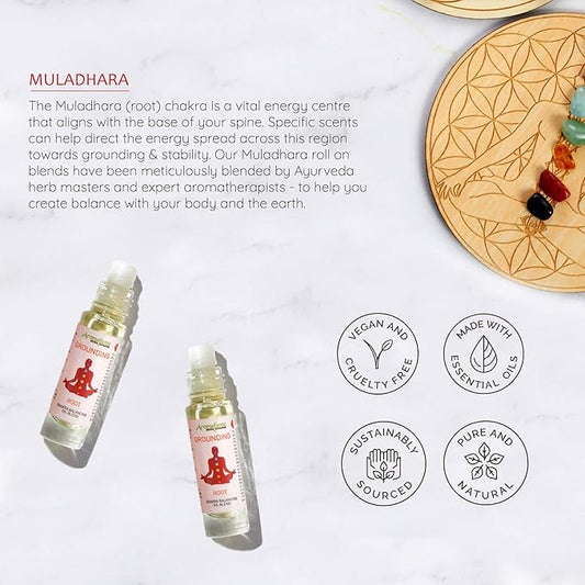 Root Chakra Essential Oil Roll-On Blend by Aromafume | 10ml/0.33 fl oz | Muladhara | Aromatherapy Oils for Chakra Balance | Patchouli Extracts | Chakra Incense for Meditation, Yoga, Reiki