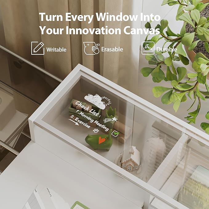 Agilestic Glass Standing Desk with Storage, 48 Inch Electric Adjustable Desk with Glass Shelf and Cable Management, Sit Stand Up Home Office Computer Table, Splice Board, White