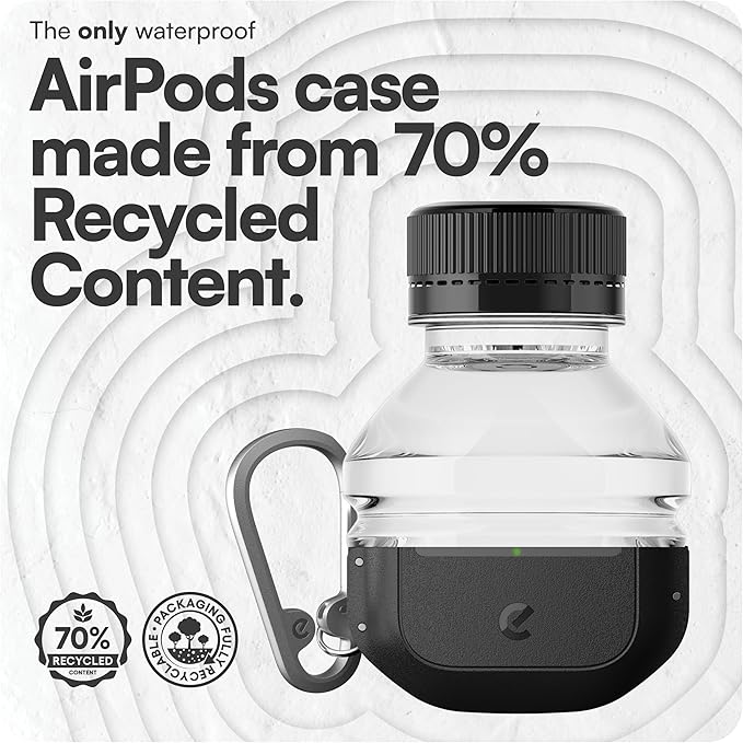 Keybudz for AirPods 4 Case with Lock - Fully Waterproof AirPods 4th Generation Case Cover - Keychain, Rugged Tough Protection, Hard Shell and Carabiner (Carbon Black)