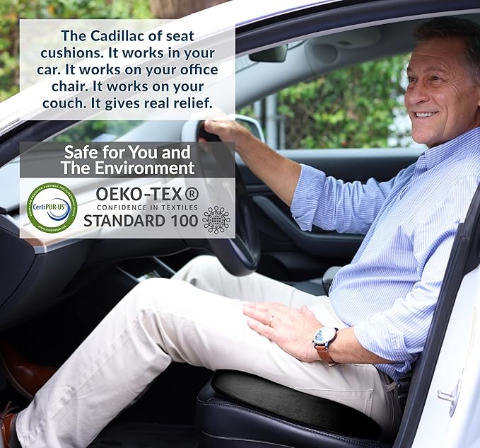 ComfiLife Premium Gel & Memory Foam Seat Cushion – Doctor Recommended Office Chair Cushion, Car Seat Cushion – Chair Cushions for Back & Sciatica Pain Relief – Seat Cushions for Office & Desk (Black)