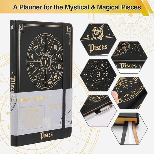 Pisces Zodiac Astrology Undated Monthly Weekly Daily Planner Journal A5 5.8" x 8.3" 160 Pages 100GSM Paper 2025 2026 2027 Holidays Calendar