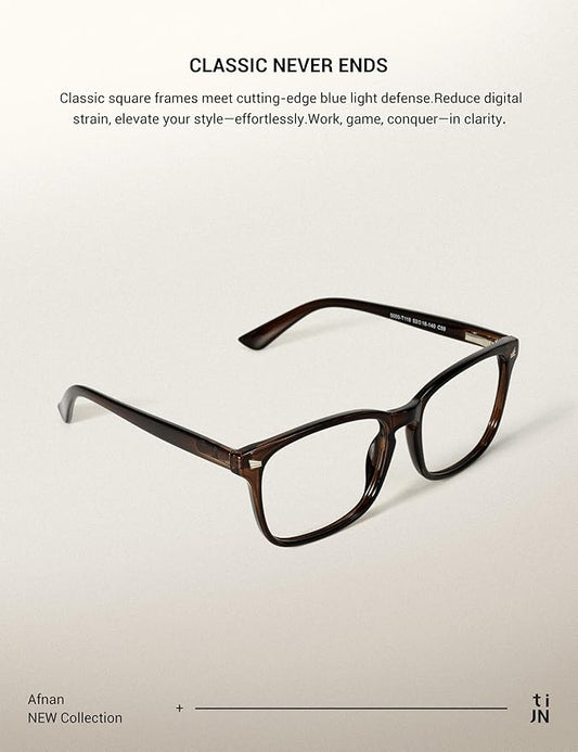 TIJN Blue Light Blocking Glasses for Women Men Clear Frame Square Nerd Eyeglasses Anti Blue Ray Computer Screen Glasses