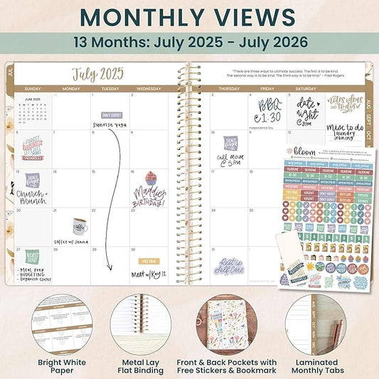 bloom daily planners 2025-2026 (8.5" x 11") Academic Year Day Planner (July 2025 - July 2026) - Weekly & Monthly Dated Agenda Organizer with Stickers & Tabs - Butterfly Garden