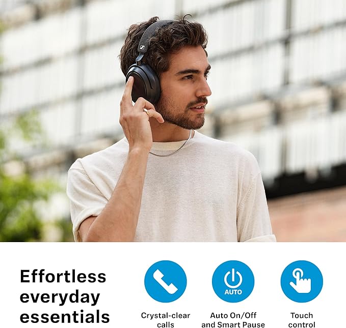 Sennheiser Consumer Audio Momentum 4 Wireless Headphones - Bluetooth Headset for Crystal-Clear Calls with Adaptive Noise Cancellation, 60h Battery Life, Lightweight Folding Design - Black/Copper