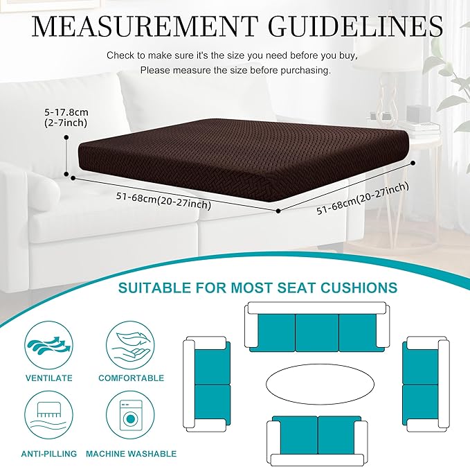 14Pcs Stretch Patio Cushion Covers,Outdoor Couch Covers Replacement,Outdoor Couch & Sofa Slipcovers,for Patio Furniture Cushion Covers,Washable Reusable Furniture Protector (Coffee,Cover Only)