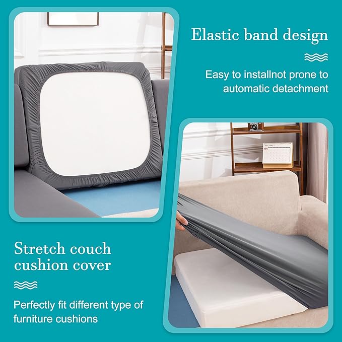 12Pcs Stretch Patio Cushion Covers,Outdoor Couch Covers Replacement,Outdoor Couch & Sofa Slipcovers,for Patio Furniture Cushion Covers,Washable Reusable urniture Protector(Grey,Cover Only)