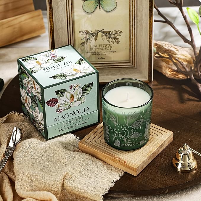 Scented Candle - Magnolia - 6oz Aromatherapy Soy Wax Jar Candle for Home, Gifts for Women - 170g