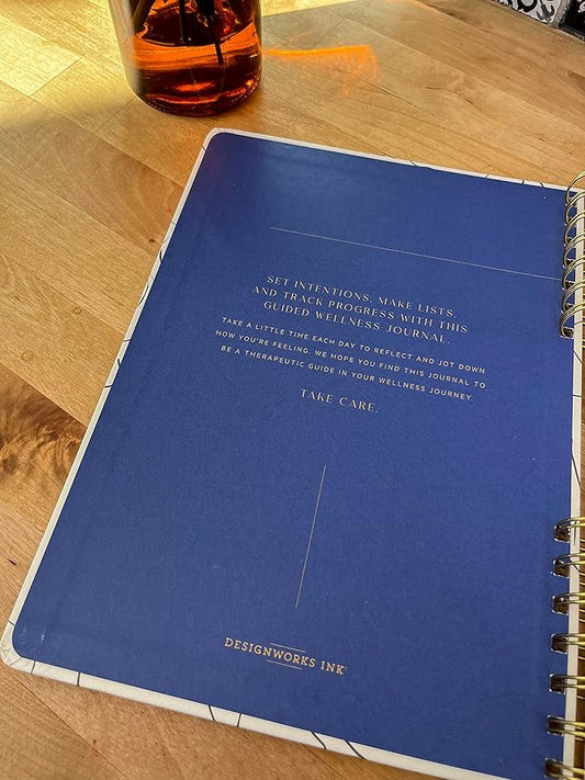 DesignWorks Ink Mind Body Spirit Spiral Mindfulness Notebook Guided Gratitude and Wellness Journal Undated Daily Planner With Self Care and Activity Prompts and Stickers, 7.5" x 10.25