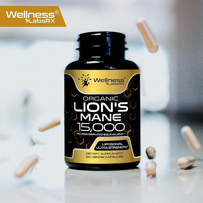 Lions Mane Supplement Capsules - 120 Count - Mushroom Supplement, Brain Supplements for Memory and Focus, Lion's Mane Mushroom Capsules Organic - Cognitive and Immune Support, Focus Supplement