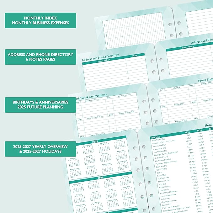 2025-2026 Planner Refills – Planner Refills 2025-2026, Jul.2025 - Jun.2026, 2 Pages Per Day Daily & Monthly Planner, 5.5" x 8.4", Daily Tracker