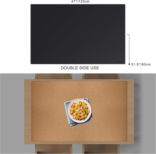 MAIDERN Leather Desk Mat, (5XL) 47.2” x 31.5” Reversible Office Desk Pad Mat, Cork & Leather Large Mouse pad for Desk, Waterproof Computer Desk Mat for Gaming Home Office (Black)