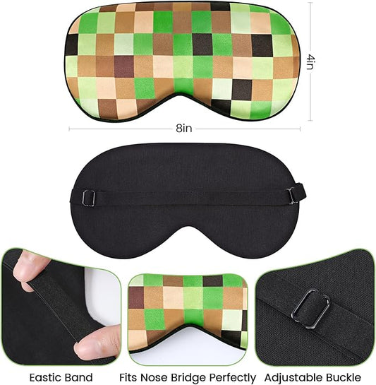2 Pcs Sleep Mask for Kids Boys, Silk Eye Covers for Sleeping, Adjustable Strap & Light Blocking Design, Adult Children's Bedtime Blindfold for Travel and Home Use (My World)