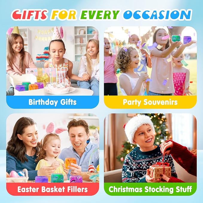 Fidget Toys Squishy Stress Cube, Stress Balls for Kids Adults Squishies Stress Relief, Ice Squishy Cube Sugar Balls, Sensory Toys for Kids with Autism, Fidgets for Classroom Prize Toys (Green)