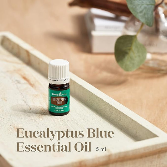 Young Living Eucalyptus Blue Premium Essential Oil Diffuser - 100% Pure, Cool & Refreshing Scent - Aromatherapy for Relaxation and Muscle Relief - 5ml Bottle