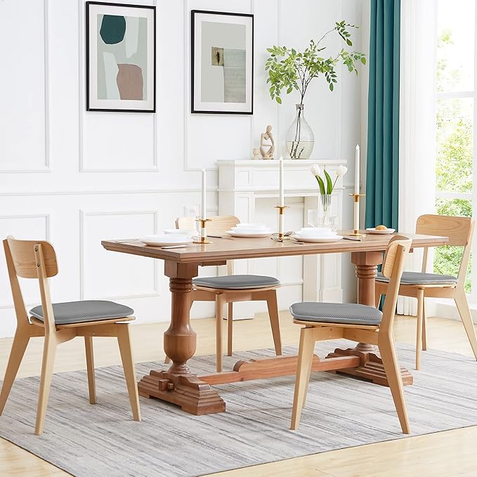 Sweet Home Collection Memory Foam Chair Cushion Honeycomb Pattern Solid Color Slip Non Skid Rubber Back Ultimate Comfort and Softness Rounded Square 16" x 16" Seat Cover, 2 Pack, Silver