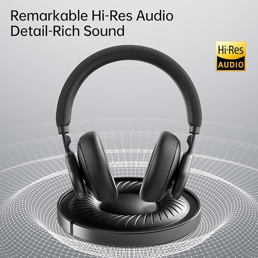 Active Noise Cancelling Headphones, Wireless Over Ear Bluetooth Headphones with Microphone, 40H Playtime, Comfortable Fit,Bluetooth 5.3,Black