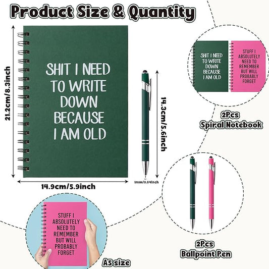GioXtra Office Spiral Journal Notebook - 2Set Humorous Wicked Quote A5 Lined Pages Spiral Journal College Ruled Hardcover Notebook Work Note Taking Supplies Thick Paper Subject Boost Productivity