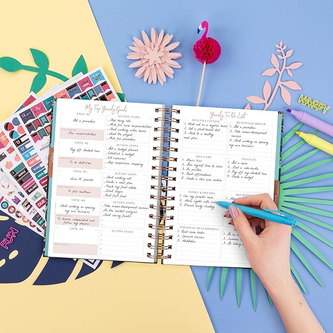 PLANBERRY Weekly Planner Premium – Undated Life Organizer & Budget Planner – Time Management, Goal Setting, To-Do List, Work-Life Balance & Habit Tracker – 6.9″ x 8.5″ (Green Pastures)