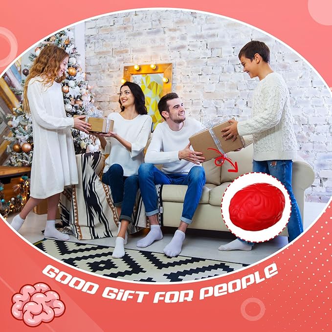 Jenaai 30 Pcs Brain Stress Ball Halloween Squeeze Toy 2.76 Inch PU Hand Muscle Exercise Pressure Ball Funny Stress Relief Toy for Teens Adults Improving Grip Strength Release Pressure(Red)