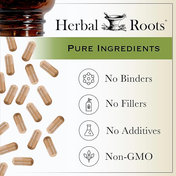 Herbal Roots Brain Health Duo, Organic Mushrooms and Organic Ginkgo Biloba, Powerful Boost for Brain Health, Non-GMO