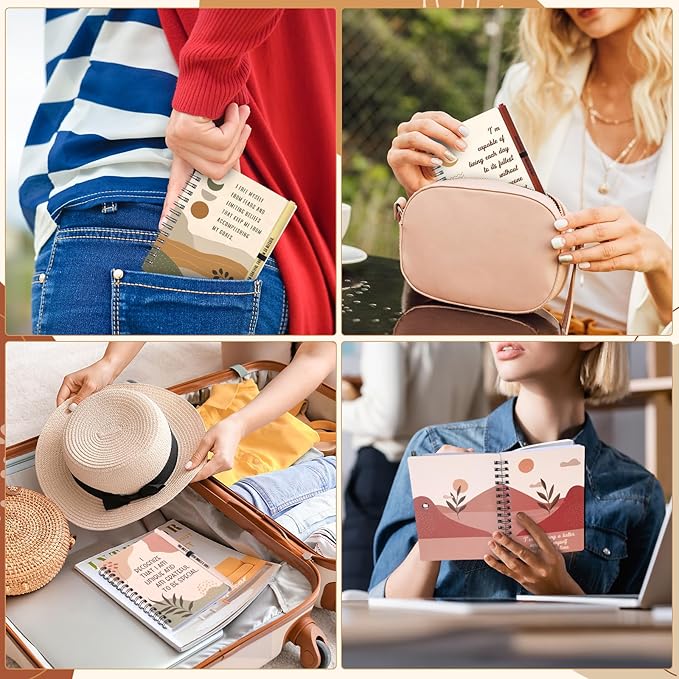 Kosiz 48 Pcs/24 Set Positive Affirmation Gifts Gratitude Spiral Notebooks with Pens Motivational Encouragement Notepads Daily Affirmations Journal for Women (Rainbow)