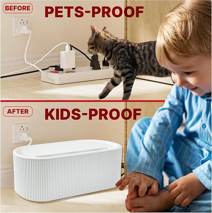 Cable Management Box - Cord Organizer Box, Cable Organizer Box, Cable Box, Cord Box, Cable Box Organizer, Cord Management Box, Cord Hider Box, Power Strip Holder. White, Large.