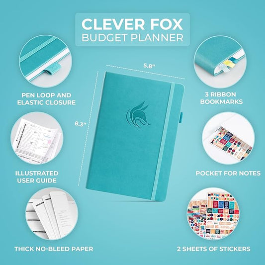 Clever Fox Budget Planner - Expense Tracker Notebook. Monthly Budgeting Organizer, Finance Logbook & Accounts Book, Bill Tracker, A5 (Teal)