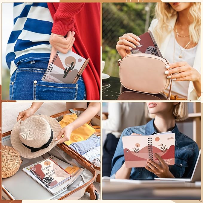 Kosiz 48 Pcs/24 Set Positive Affirmation Gifts Gratitude Spiral Notebooks with Pens Motivational Encouragement Notepads Daily Affirmations Journal for Women (Boho)