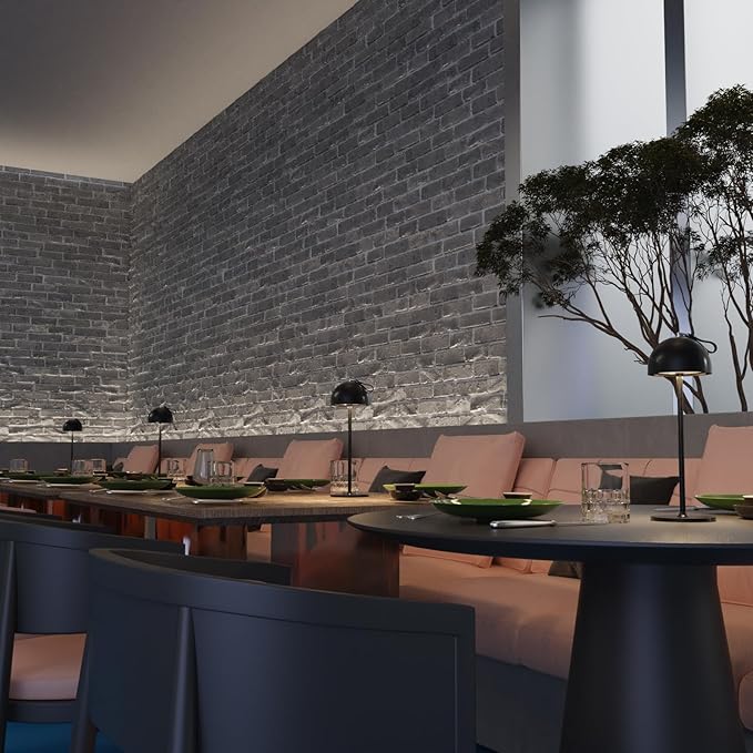 Rechargeable Table Lamp,8-75 Hours Battery Operated Lamp,2-Pack Black Cordless Lamp,Waterproof,Magnetic,Stepless Dimming,Adjustable Height,for Outdoor,Nightstand,Restaurant,Dinner,Camping