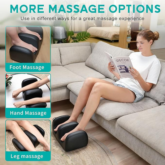 Electric Foot Massager Machine with Heat, Shiatsu Kneading Feet and Calf Massagers for Relaxation, Plantar Fasciitis Relief, Deep Tissue Massage, Gifts for Mom & Dad, Wired Remote