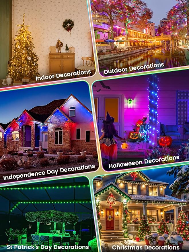 66Ft 200 LED RGB Color Changing Fairy Lights Plug in, Waterproof String Lights with Remote for Outdoor & Indoor, 8 Modes 16+2 Colors Twinkle Lights with Timer for Girl's Room Christmas Decorations