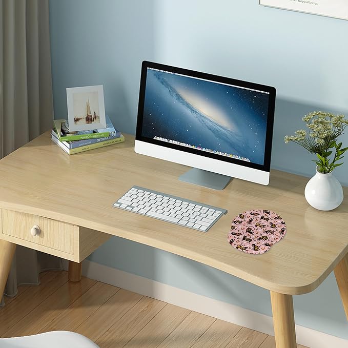 RICHEN Ergonomic Mouse Pad with Wrist Support,Non-Slip Rubber Base for Computer Laptop & Mac,Lightweight Rest for Home,Office & Travel (Flowers Cats)