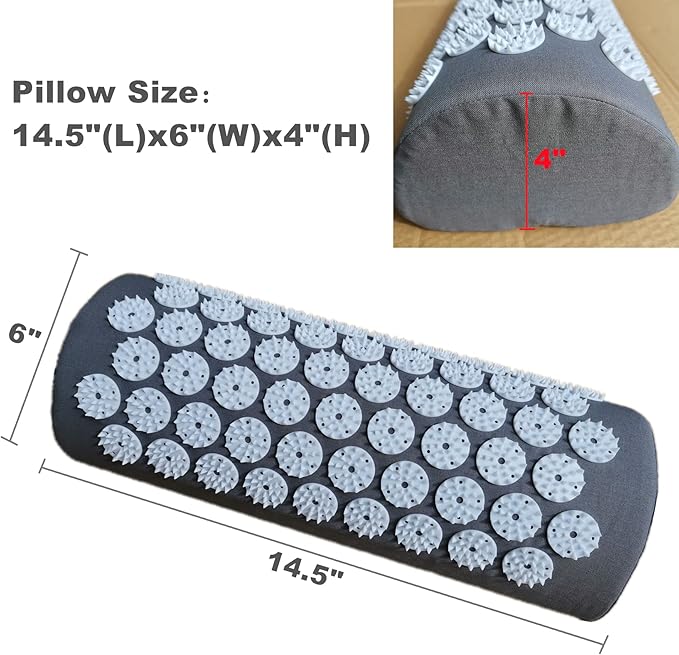 Acupressure Massager Pillow Acupuncture Massage Neck Back Head Pain Relief, Relieves Muscle Stress Relaxation, Grey