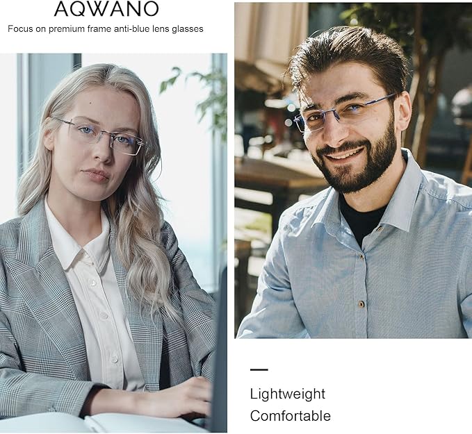 AQWANO Rimless Reading Glasses for men Women TR90 Ultralight Frameless Readers Fashion Designer Computer Blue Light Blocking Anti-reflective,2.5