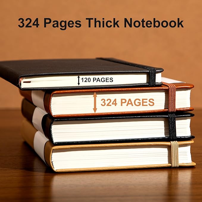 Yoment Lined Journal Notebook 324 Pages Leather Journals for Writing A5 Hardcover Journaling Notebooks for Women Men 100 GSM Thick College Ruled Notebooks for Work School Note Taking, Light Brown