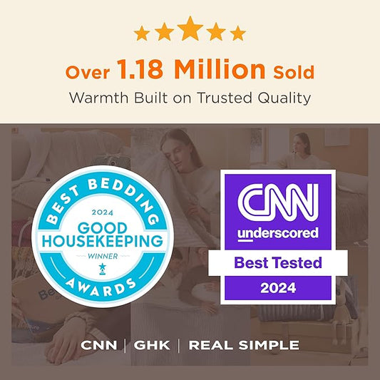 Bedsure GentleSoft Heated Blanket Electric Throw - Soft Ribbed Flannel Electric Blanket, Heating with 4 Time Settings, 6 Heat Levels, 3 hrs Timer Auto Shut Off, Gifts for Grandma (50x60 inches, Grey)