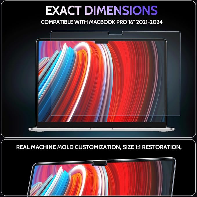 Magnetic Anti Blue Light Screen Protector for MacBook Pro 16 Inch (2021-2024, M1, M2, M3, M4), Removable Glare Filter for 16.2" Mac Laptop Computer