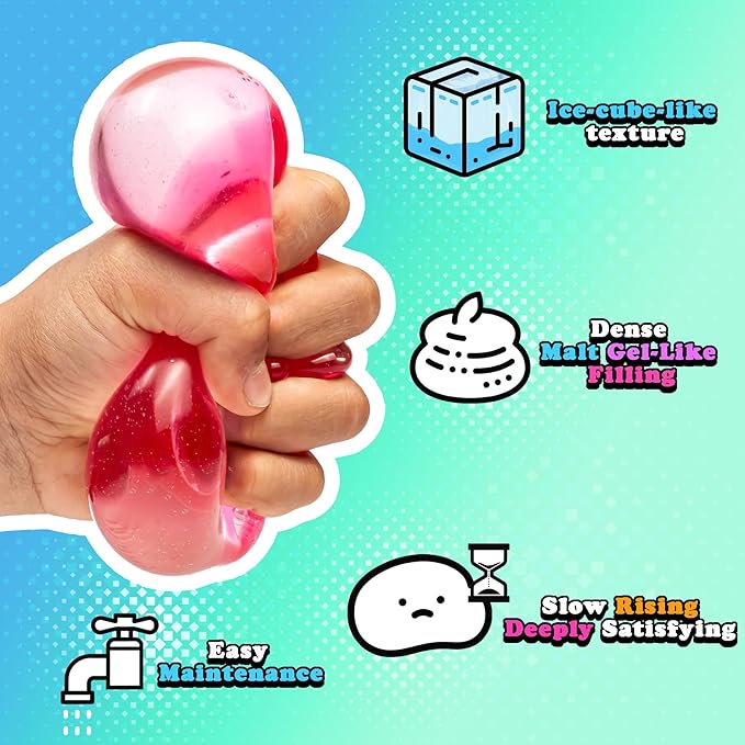 Sensory Stress Cube – High-Density Gel-Filled Ice Cube Squishy Fidget Toy for Anxiety Relief, Slow Rising, ADHD & Focus Aid, for Kids & Adults – 2.1", 1Pc, Pink