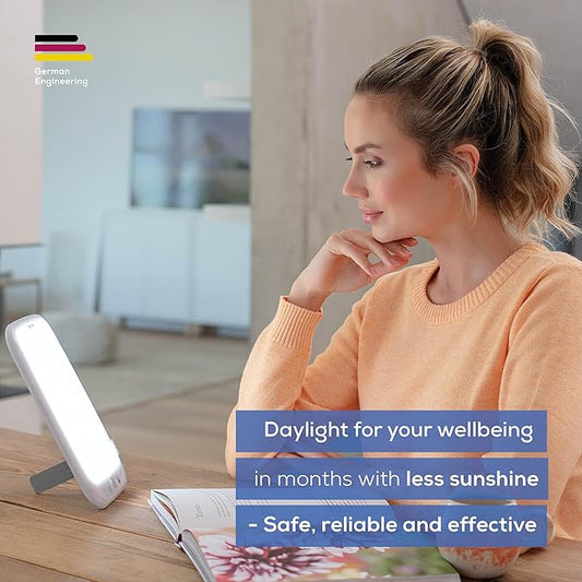 Beurer TL35 Light Therapy Lamp with 10,000 Lux LED with 3 Color Temperatures, 4 Dimmer Levels, Timer, Auto Switch-Off, and Adjustable Stand for Home, Office, or Travel