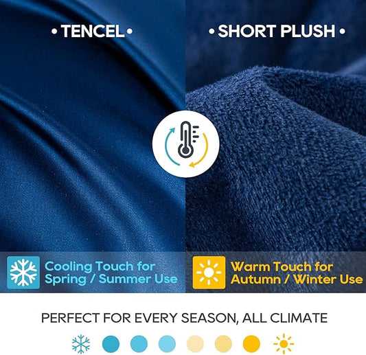 King Size Weighted Blanket 40lb(88''x104'' , Dual-Sided), Reversible Cozy Warm Velvet & Cooling Tencel Fabric King Weighted Blanket for Adults & Couples All Season Use - Carry Bag Included, Navy Blue