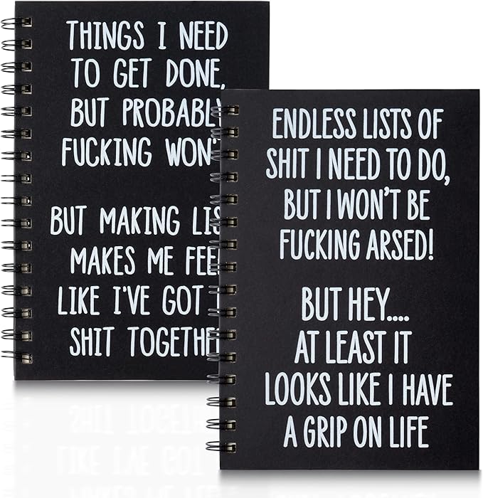 Lined Spiral Journal Notebook - 2Pcs To Do List Humorous Quote A5 Spiral Notebook Journal Black Hardcover Diary Lined Page Notepad Office Coworker College Ruled School Student Note Taking Gift