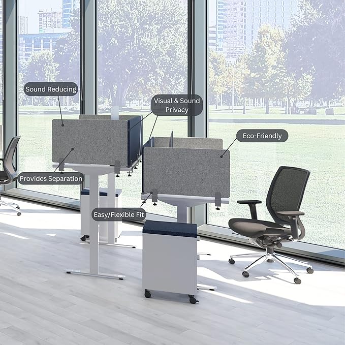 Desk Divider; Sound Absorbing Panel and Sound Proof Dividers - Privacy Shields for Student Desks and Desk Privacy Panels. Cubicle Wall, Desk Divider for Students and Office (Light Grey, 29" W x 18”H)