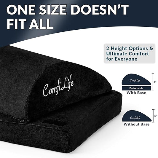 ComfiLife Foot Rest for Under Desk at Work – Adjustable Desk FootRest for Office Chair, Gaming Accessories – Ergonomic Teardrop Design for Back, Hip & Leg Pain Relief – 100% Memory Foam (Black)