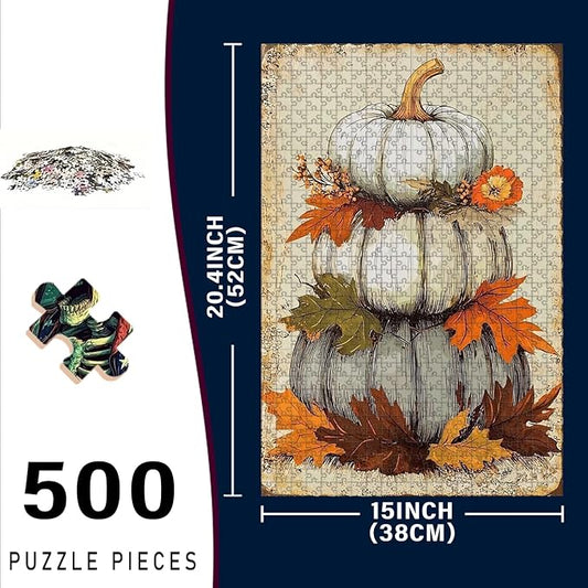 500 Piece Difficult Wooden Jigsaw Puzzle Happy Thanksgiving Day Adults Kids Parent Child Educational Stress Relief Learning Toy 20.4x15 Inch